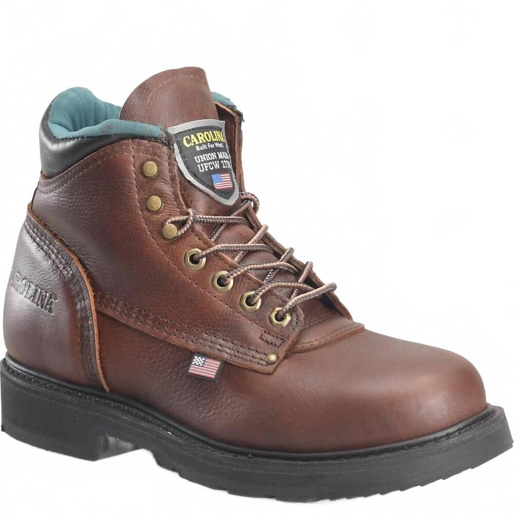 NEW CAROLINA men's sarge 6" soft toe made usa work boot in brown